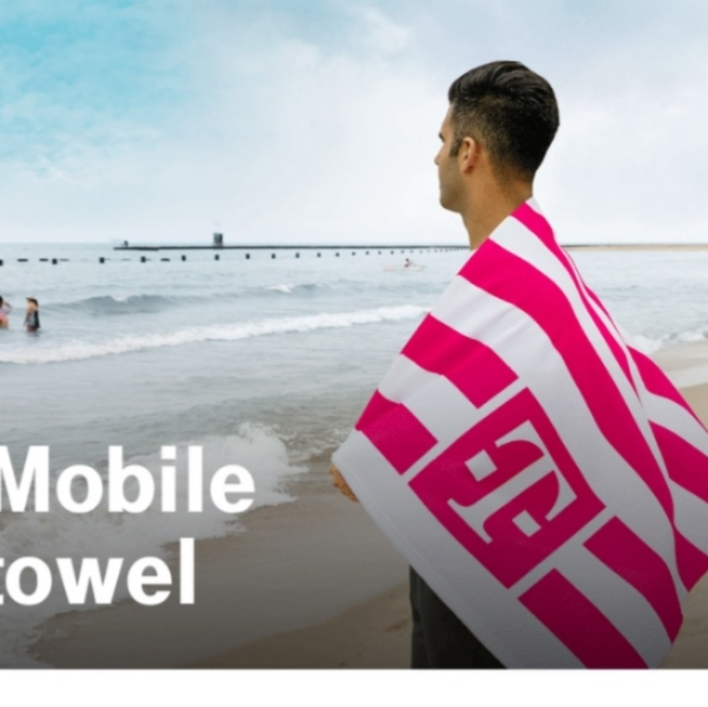 T-Mobile Black Magenta White Beach Towel